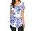 Women's Floral Printed Short Sleeve Henley V Neck T-Shirt Pleated Casual Flowy Tunic Blouse Tops