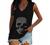 Workout Tops for Women, Women's V Neck Camisole T Shirts Y2K Vintage Skull Print Tank Top Loose Fit Sleeveless Blouses