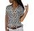 Women Fashion Leopard Long Sleeve Button Down Shirt Floral Print Casual Blouse Tops Basic Loose Fit Tunic Shirts