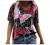 SNKSDGM Women's Summer Short Sleeve V Neck T Shirts Casual Floral Print Blouses Tee Shirt Loose Fit Tunic Tops for Women