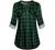 MIXJOY Baikea Women's 3/4 Sleeve V Neck Plaid Shirt Casual Tunic Blouse with Chest Flaps