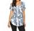 Women's Floral Printed Short Sleeve Henley V Neck T-Shirt Pleated Casual Flowy Tunic Blouse Tops