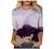 Summer 3/4 Sleeve Shirt Landscape Painting Pattern Top for Womens Three Quarter Sleeve Pullover Round Neck Tee