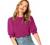 SheIn Women's Puff Sleeve Casual Solid Top Pullover Keyhole Back Blouse