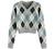 ZAFUL Women's Long Sleeve V-Neck Argyle Knitted Crop Sweater Pullover Tops