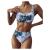 Smooto Swimsuit Women's Two Piece Bikini Set Tie-Dye Printed Cross-tie Sexy Split Bikini Push Up Hight Waist Bikini