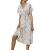 SNKSDGM Women Short Sleeve Boho Ruffle Tiered Floral Print Swing Mini Dress Casual V Neck A-Line Flowy Beach Maxi Dresses