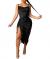 xxxiticat Women's Sleeveless Spaghetti Strap Satin Dress Cocktail Beach Evening Party Cowl Neck Dot Leopard Midi Dresses