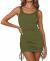 BTFBM Women Sleeveless Bodycon Ruched Short Dress Side Drawstring Solid Crew Neck Casual Summer Tank Shirt Mini Dresses