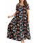 YESNO Women Casual Loose Bohemian Floral Dress with Pockets Short Sleeve Long Maxi Summer Beach Swing Dress EJF