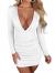 LAGSHIAN Women's Sexy Bodycon Long Sleeve V Neck Ruched Mini Club Dress