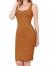 DAY VILLAGE Women's Square Neck Sleeveless Bodycon Midi Length Casual Dress