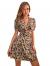 Floerns Women's Ditsy Floral Plunge Neck Knot Front A Line Short Dress