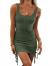 Wenrine Women Bodycon Mini Dress Sleeveless Drawstring Ruched Basic Party Club Tank Dress