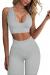 FAFOFA Workout Outfits for Women 2 Piece Ribbed Seamless Crop Tank High Waist Yoga Leggings Sets