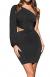 LYANER Women's One Shoulder Long Sleeve Cutout Bodycon Club Cocktail Mini Dress