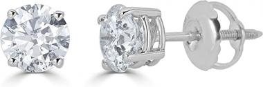 Amazon Collection 14K Gold Round-Cut Diamond Stud Earrings (1/4-2 cttw, J-K Color, I2-I3 Clarity)