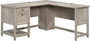 Sauder Edge Water L-Desk, L: 59.06" x W: 58.74" x H: 29.57", Chalked Chestnut finish