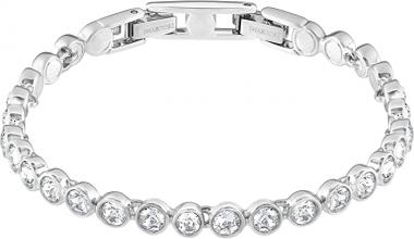 Swarovski Women's Tennis Bracelet and Earring Collection, Rhodium Finish, Clear Crystals