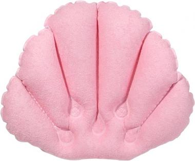 XKUN Bath Pillows for Tub Scalloped Cushion Bath Accessories Inflatable Bath Pillow with Suction Cup Pink