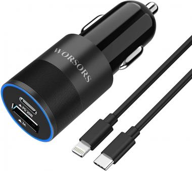 35W USB C Fast Car Charger [Apple MFi Certified] for iPhone 14 Pro/14 Pro Max/14 Plus, iPhone 13/12/11/Mini/XS/XR/8/SE, iPad, 20W PD3.0 Rapid Charging Adapter + 3Ft Type C to Lightning Cable Cord