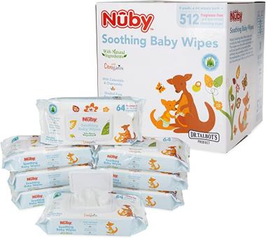 Nuby's Soothing Ultra Premium Baby Wipes Naturally Inspired with Chamomile, Aloe, and Citroganix, Fragrance Free, Extra Thick, 512 Count