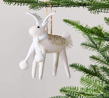 White Reindeer Felt Forest Animal Christmas Ornament, 1 Each - Pottery Barn