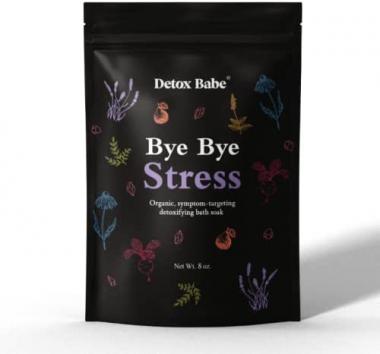 Bye Bye Stress Organic Detox Bath Salt Soak (8 oz) | Epsom Salt, Red Beet, Chia Seed, Lavender, Frankincense, Bergamot Bath Soak | Herbal Essential Oils Soak | Spa Bath Gift