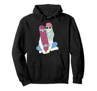 Girls Skate Skateboard Skateboarding Do A Kickflip Girl Pullover Hoodie