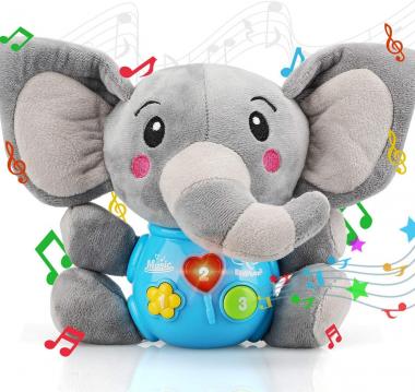 STEAM Life Baby Toys 0 3 6 12 Months - Plush Elephant Infant Toys - Newborn Baby Musical Toys for Baby 6 to 12 Months - Light Up Baby Toys for Boys Girls Toddlers - Baby Gifts for 0 3 6 9 12 Month