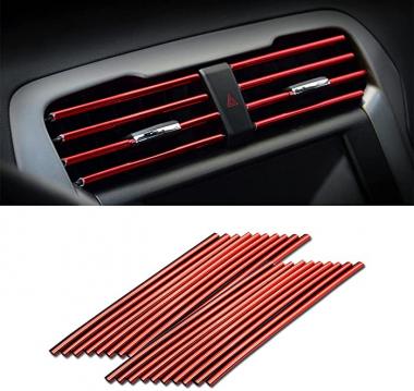 20 Pieces Car Air Conditioner Decoration Strip for Vent Outlet, Universal Waterproof Bendable Air Vent Outlet Trim Decoration, Suitable for Most Air Vent Outlet, Car Interior Accessories (Red)