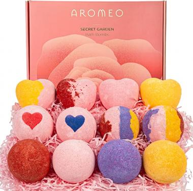 AROMEO Floral 12 Pcs Bath Bombs Set | Mothers Day Gifts, Relaxing Gifts for Women | Easter Gifts for Women, Kids, Girls, Teens, Girlfriend, Wife, Her | Bubble Bath | Handmade for Aromatherapy and Spa