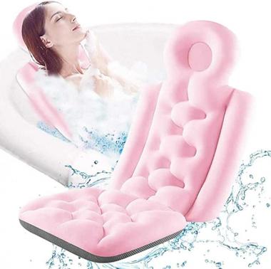 LUKUCEA Full Body Bath Pillow Waterproof Bath Tub Cushion Spa Pillow Bath Pillows for Tub Neck and Back Support with 10 Suction Cups, Bathtub Pillow for Any Tub