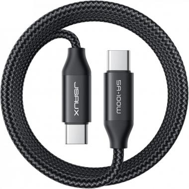 JSAUX USB C to USB C Cable 100W 10ft，5A Super Fast Type-C Charging Cord 10 FT Long Compatible with MacBook Pro 2021 M1 MAC Air, iPad Pro 12.9 11, Air 5th/4 Samsung Galaxy S22 S21 Pixel 6 Switch-Black