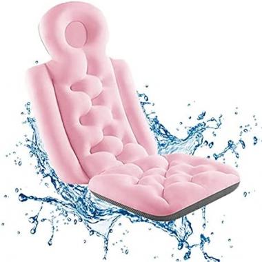 Xue Mei Zi Bath Pillows Ergonomic Bath Pillow Neck and Back Support Comfortable Neck Pillow for Relaxation 3D Air Mesh Technology Bath Pillows with Strong Suction Cups (Color : Pink, Size : Long)