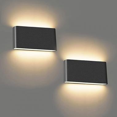 Indoor Wall Sconces Sets of 2, Lysed 12W Modern Black LED Up Down Wall Lamp, Sconces Wall Lighting Hallway Wall Light Fixtures for Living Room, Stair, Bedroom, 3000K Warm White (2 Pack)