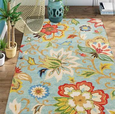 Lahome Collection Modern Floral Area Rug - 4x6 Large Entryway Non-Slip Washable Rug Accent Distressed Colorful Vintage Throw Rugs Floor Carpet for Living Room Bedrooms Rug Decor (4’X 6’, Paisley)