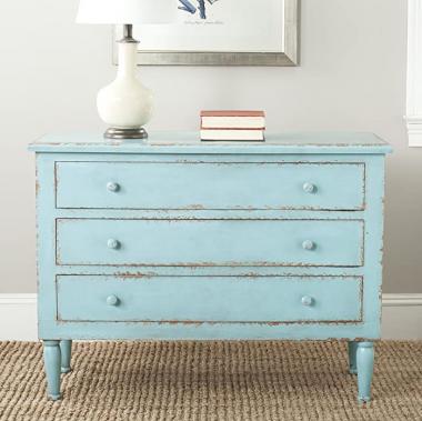 Safavieh American Homes Collection Tablet Distressed Blue 3 Drawer Chest