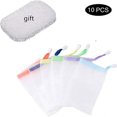 Double Layer Bubble Foam Net,Handmade Soap Easy Bubble Mesh Bag,Body Facial Cleaning Tool (10pcs)