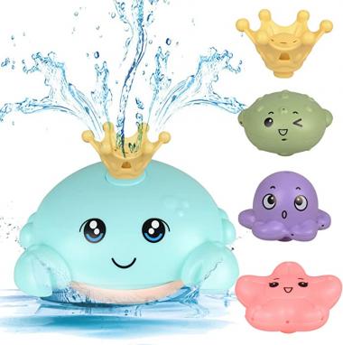 Bath Toys, Crab Baby Toys, Electric Induction Water Spray Toys, Automatic Rotation Toddler Bathtub Toys, Suitable for 1-6 Years Old with Lights Baby Bath Toys with Lights.(Blue Model)