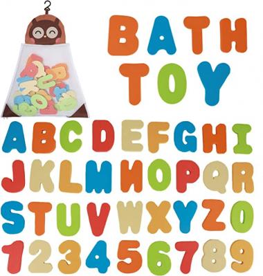 Funsland Bath Toys Organizer + 36 Soft Foam ABC 123 Letters & Numbers Bathroom Alphabet Baby Toys for Early Learning Foam Letters and Quick Dry Storage Net Bag for Baby Boys and Girls