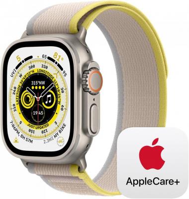 Apple Watch Ultra GPS + Cellular, 49mm Titanium Case with Yellow/Beige Trail Loop - M/L with AppleCare+ (2 Years)