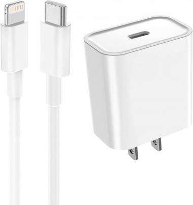 PD Fast Charging 20W USB C Type-C Wall Charger and 5 Feet/1.5 Meter USB C to iPhone Cable Compatible with iPhone 14 Pro Max/13/12/11/X/8/8 Plus/7/7 Plus/6s/6s Plus/5/SE iPad Air/Mini/iPod/AirPod