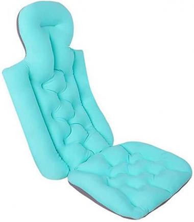 ZQXJBM Full Body Bath Pillow Soft Bathtub Cushion with Non Slip Suction Cups Comfortable Spa Pillow for Head, Neck Shoulder and Back Support,Blue