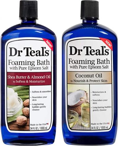 Dr Teal's Foaming Bath Combo Pack (68 fl oz Total), Moisturizing Shea Butter & Almond Oil, and Nourishing Coconut Oil