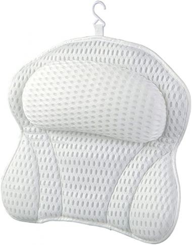 WDXIN Luxurious Bath Pillow for Tub ? Ergonomic Bath Pillow for Neck and Back Support - Breathable Comfort 4D Air Mesh Technology Supports Joints