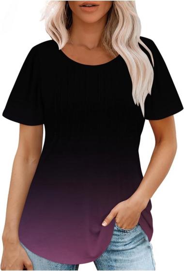 Womens Summer Tops Casual Crewneck Gradient Tunic Tops Dressy Casual Loose Tunic Shirts Trendy Summer Vacation Clothes 2024