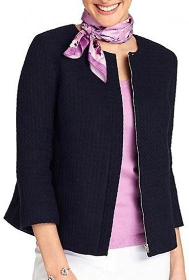 TALBOTS Women's Waffle-Weave Textured Jacket in Navy