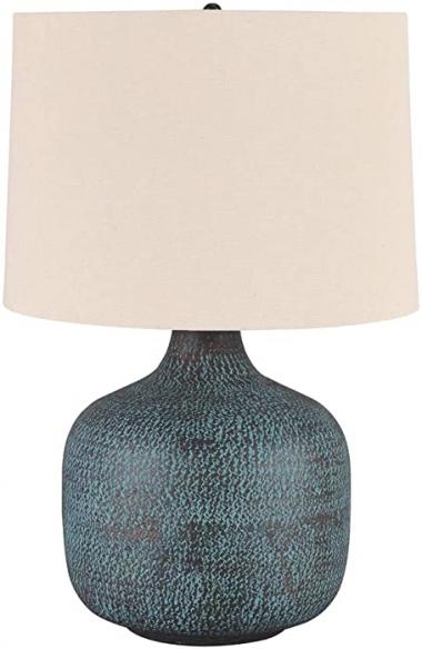 Signature Design by Ashley Malthace Metal Accent Table Lamp, Patina Aluminum Blue