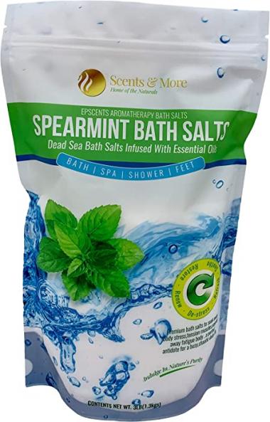 EPSCENTS Spearmint Bath Salts - Amazing Minerals Organic Dead Sea Bath Salt, Eco-Friendly - Great for Stress Relief, Calm Tense Muscles - Bath Salts for Women Relaxing - 3 Lbs Bag